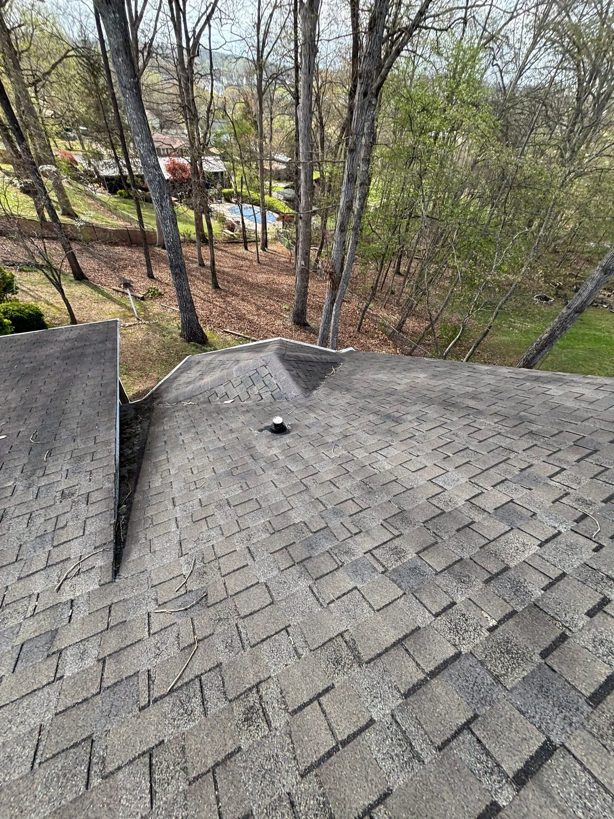 Architectural shingle roof replacement with valley in Halls, TN by McGuire Roofing